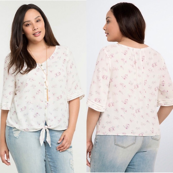 torrid Tops - Torrid | Floral Tie Front Blouse | size 1X